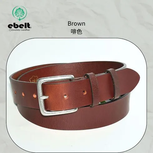 ［香港品牌 EBELT] EBC 300 銅扣頭層油蠟牛皮真皮皮帶 Solid Brass Buckle Top Grain Wax Cow Leather Belt 3.7cm