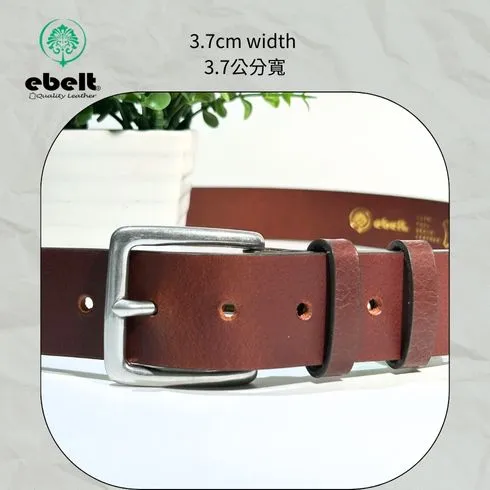 ［香港品牌 EBELT] EBC 300 銅扣頭層油蠟牛皮真皮皮帶 Solid Brass Buckle Top Grain Wax Cow Leather Belt 3.7cm