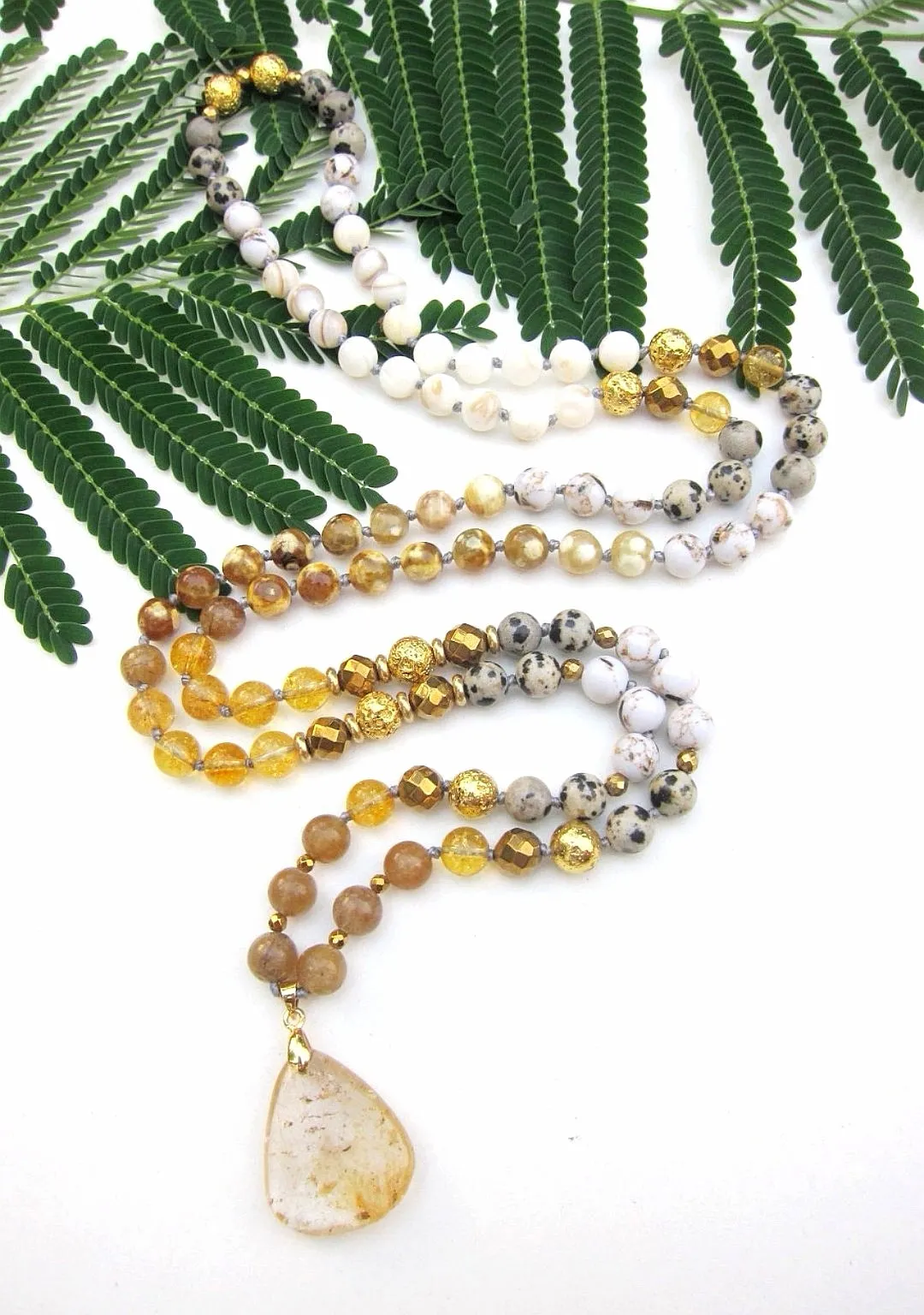 108 Inner Glow Citrine Quartz Mala Beaded Necklace - Limited Edition