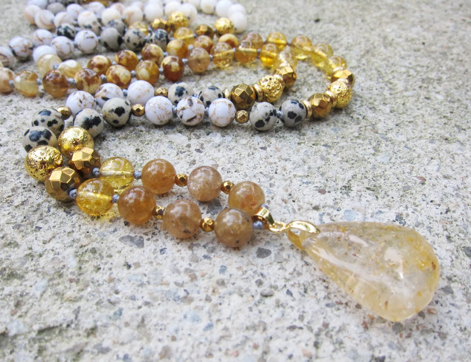 108 Inner Glow Citrine Quartz Mala Beaded Necklace - Limited Edition