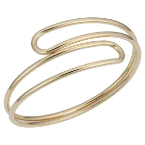 10k Yellow Gold Bypass Women's Bangle Bracelet, 7.5"