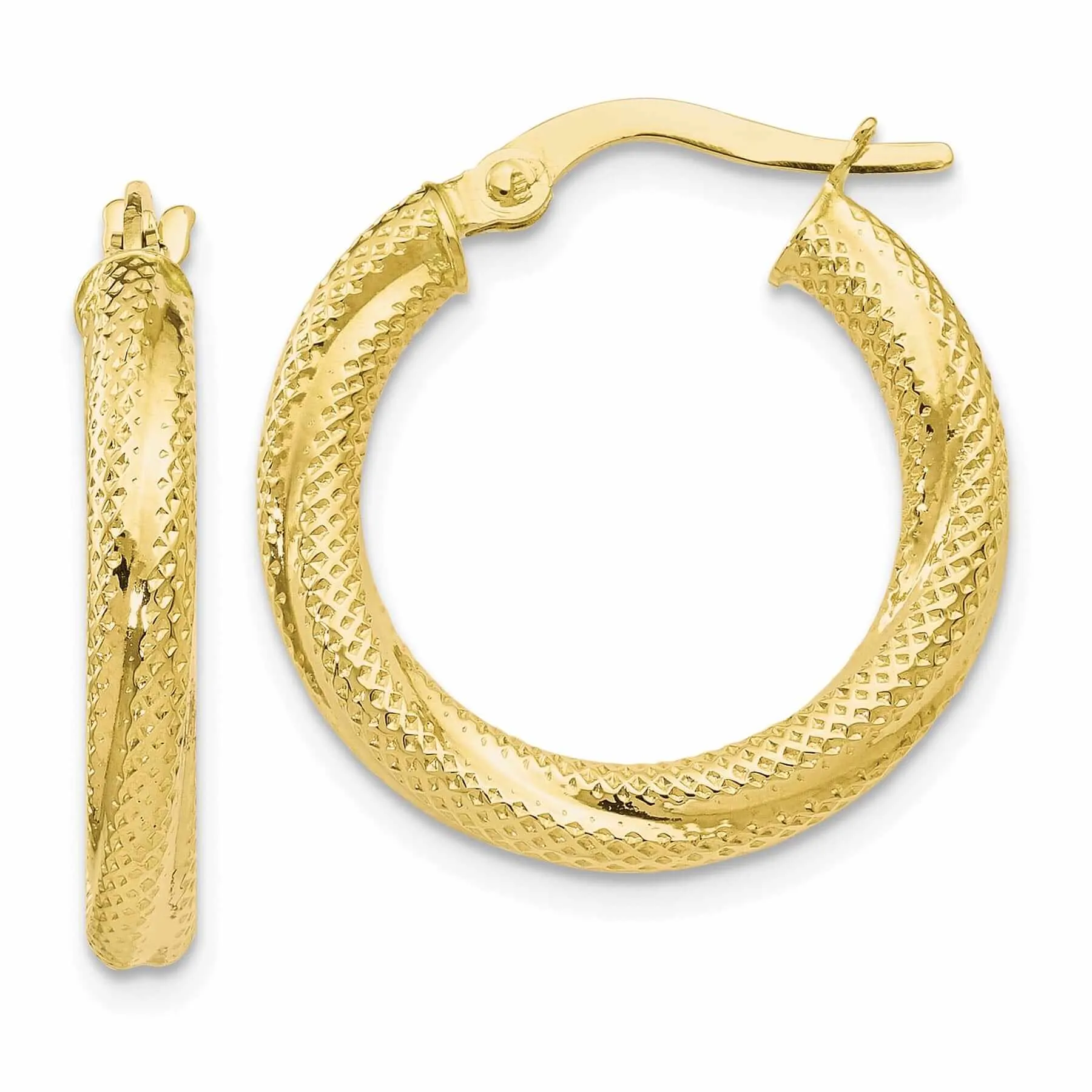 10kt Yellow Gold Textured Hinged Hoop Earrings