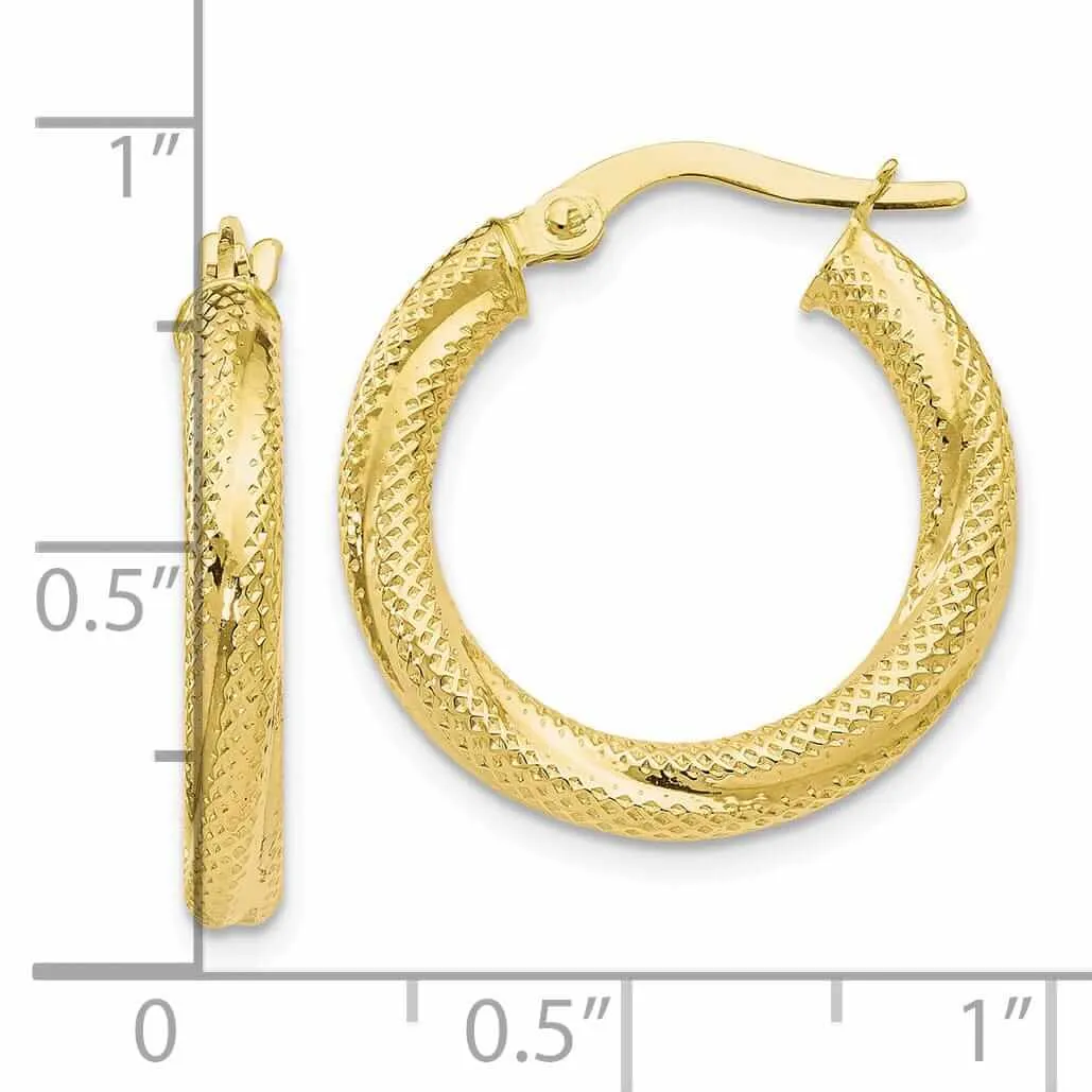 10kt Yellow Gold Textured Hinged Hoop Earrings