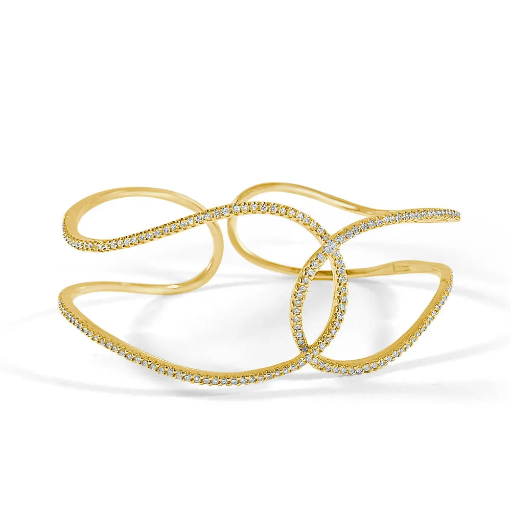 14k Gold & Diamond Bangle Cuff - 1.46ct