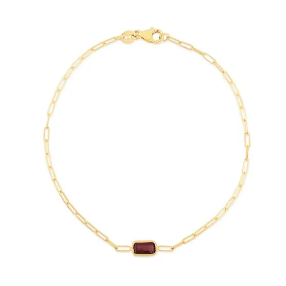 14k Gold Gemstone Paperclip Bracelets