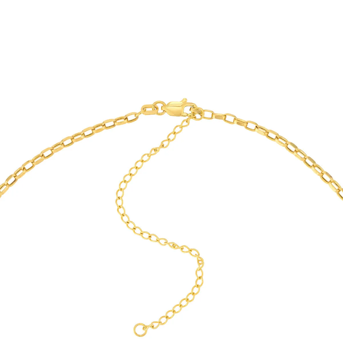 14K Gold Mini Rectangular Link Choker Chain 2mm Necklace with Lobster Lock