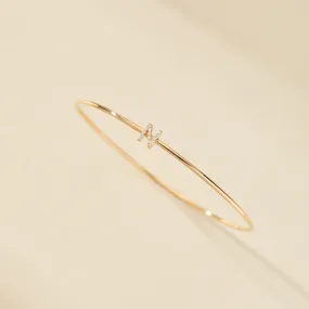 14k Gold Pavé Initial Bangle