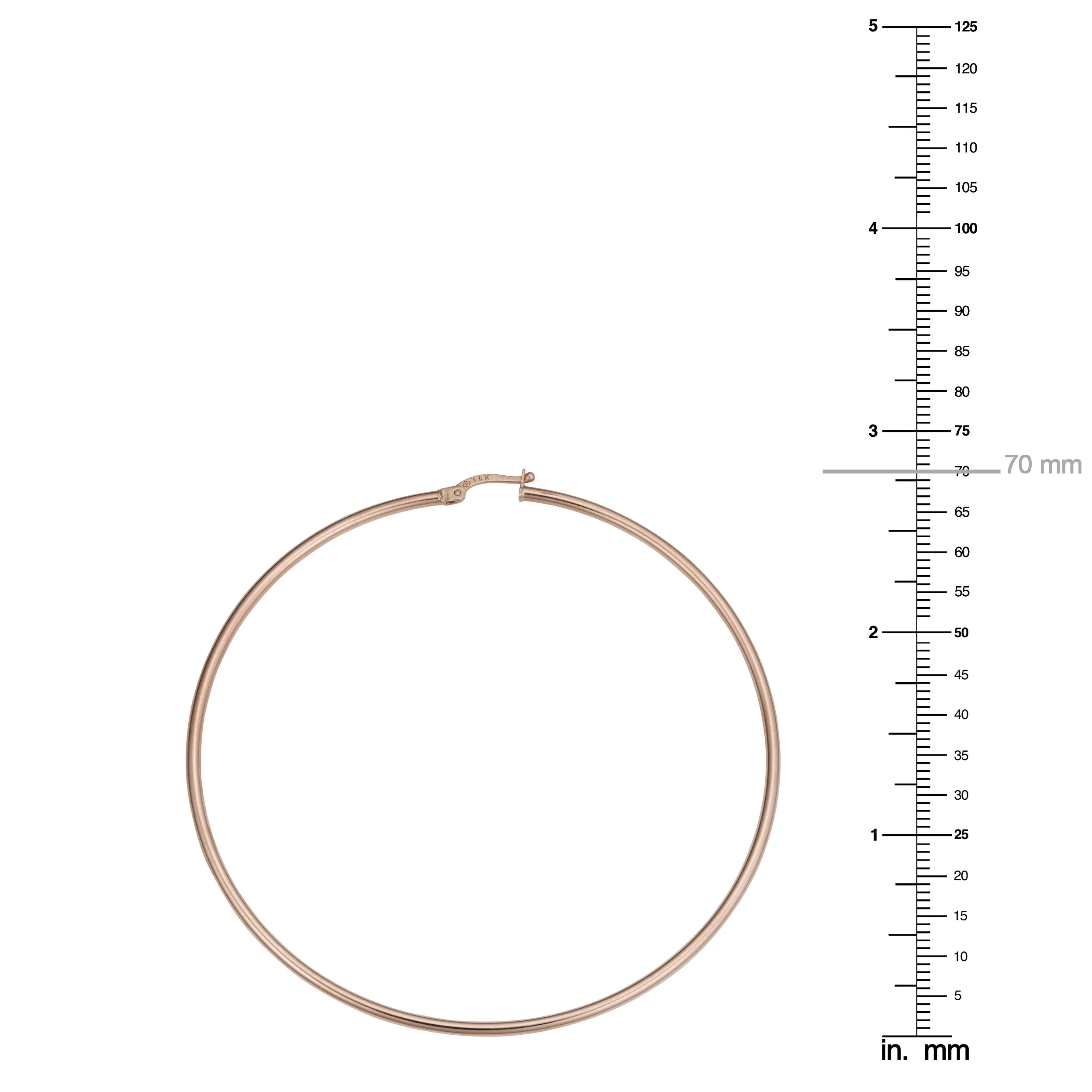 14k Rose Gold Large Hoop Earrings (2x70mm)