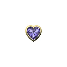 14k Skinny Purple Heart Charm (yellow)