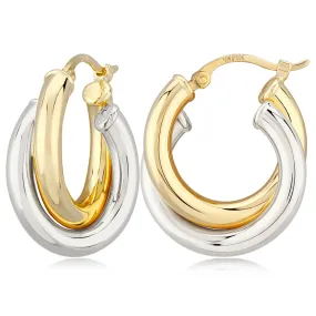 14k Two-Tone Double Hoop Earrings