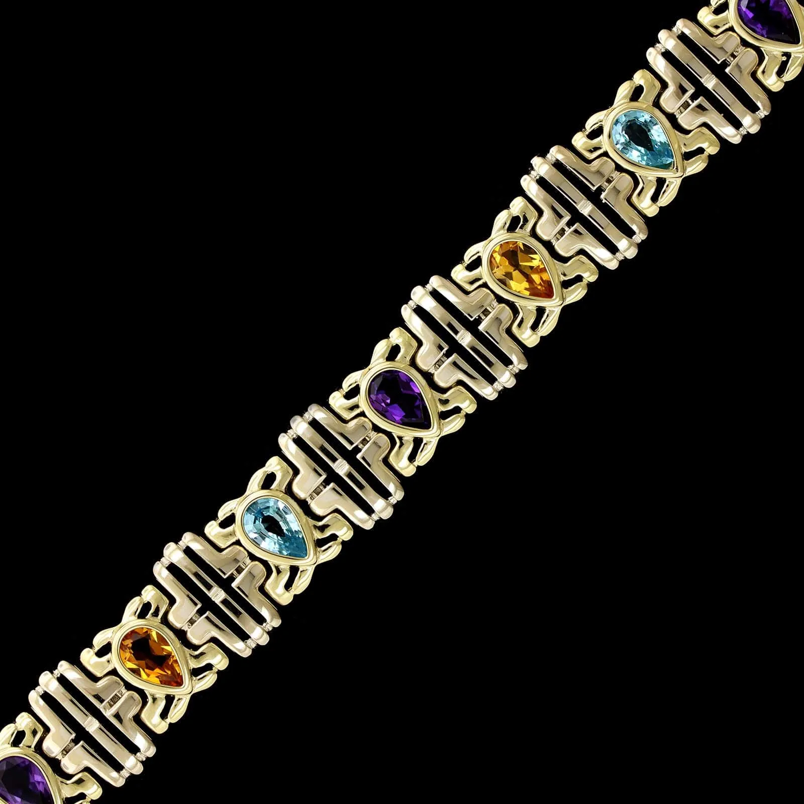 14K Two-tone Gold Estate Gem-set Bracelet