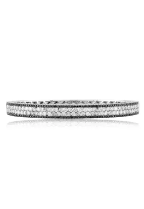 14K White Gold Black and White Diamond Bangle, 3.42 TCW