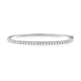 14k White Gold Diamond Bangle