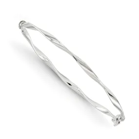 14K White Gold Polished Twisted Hinged Bangle