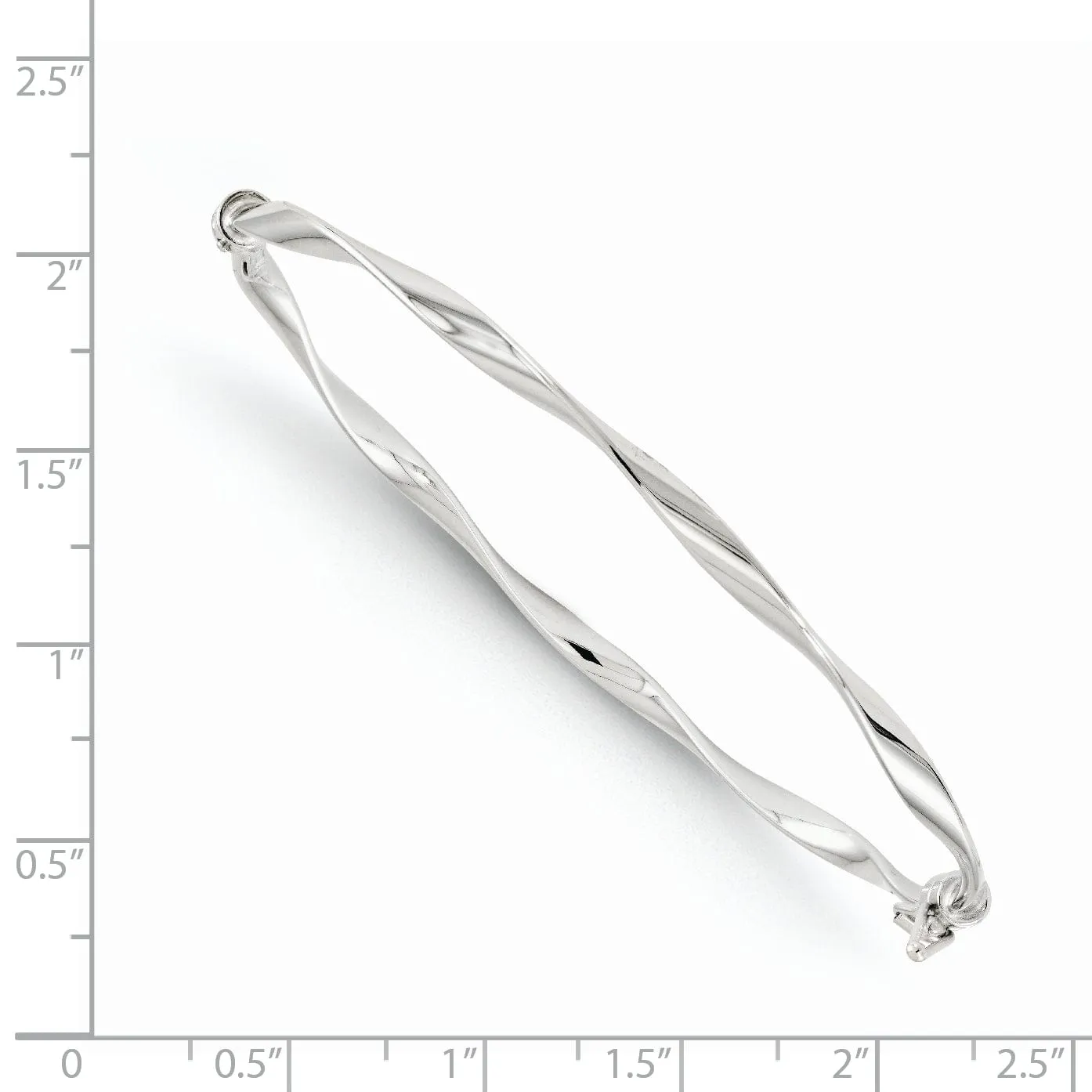 14K White Gold Polished Twisted Hinged Bangle