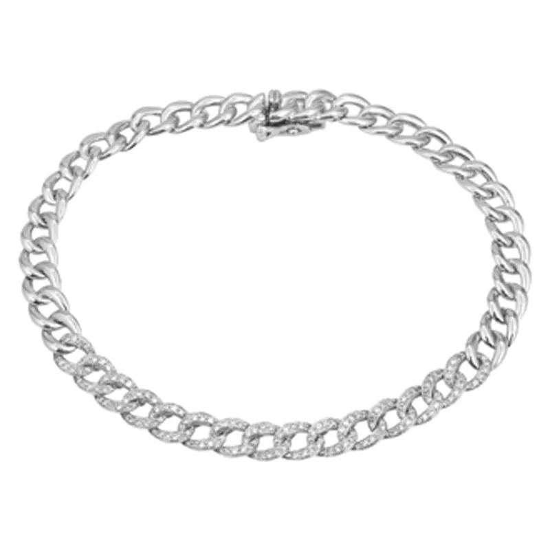 14k Yellow Diamond Curb Link Bracelet