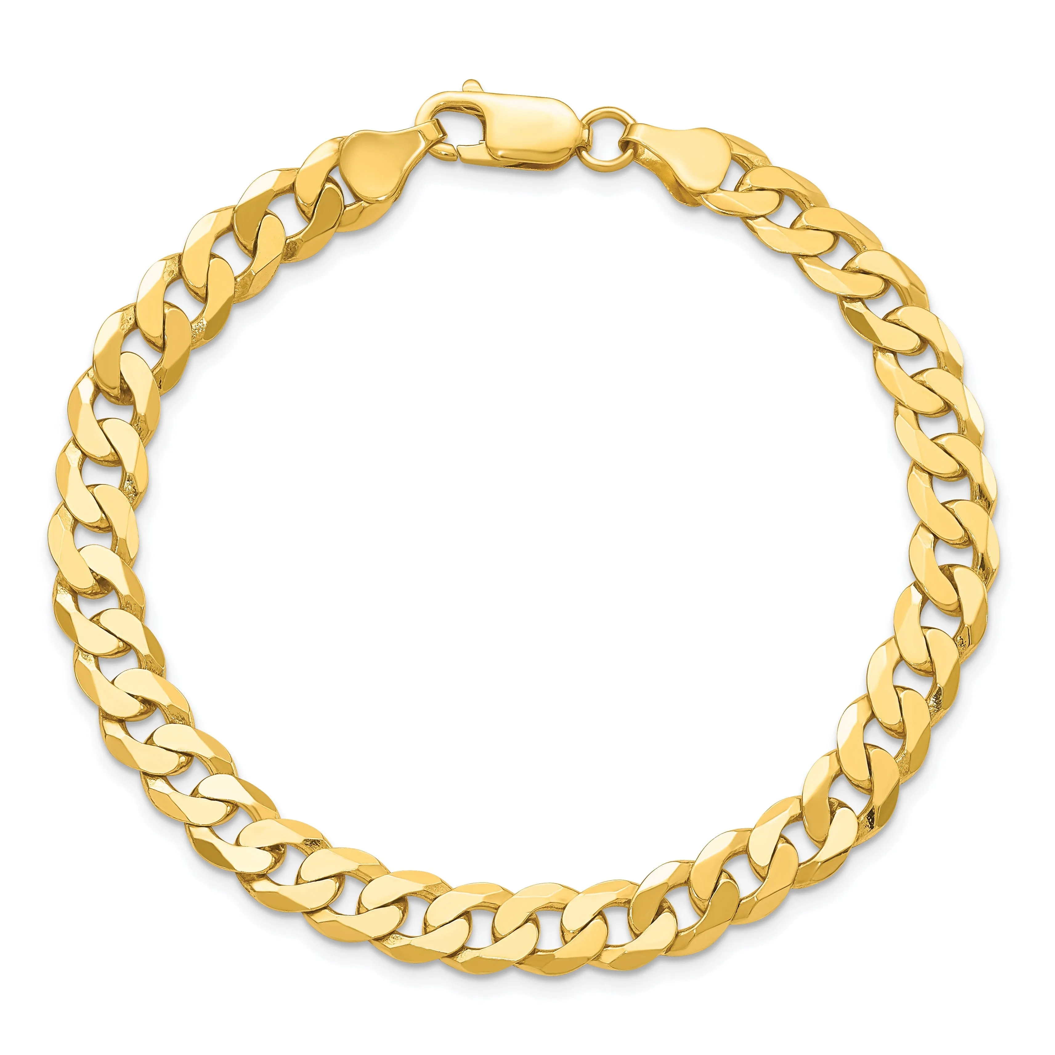 14k Yellow Gold 6.75mm Beveled Curb Bracelet