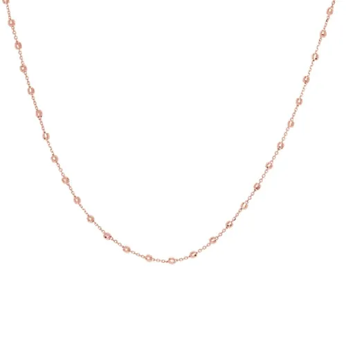 14K Yellow Gold Diamond Cut Bead Station Choker