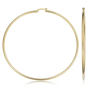 14k Yellow Gold Large Hoop Earrings (2x70mm)