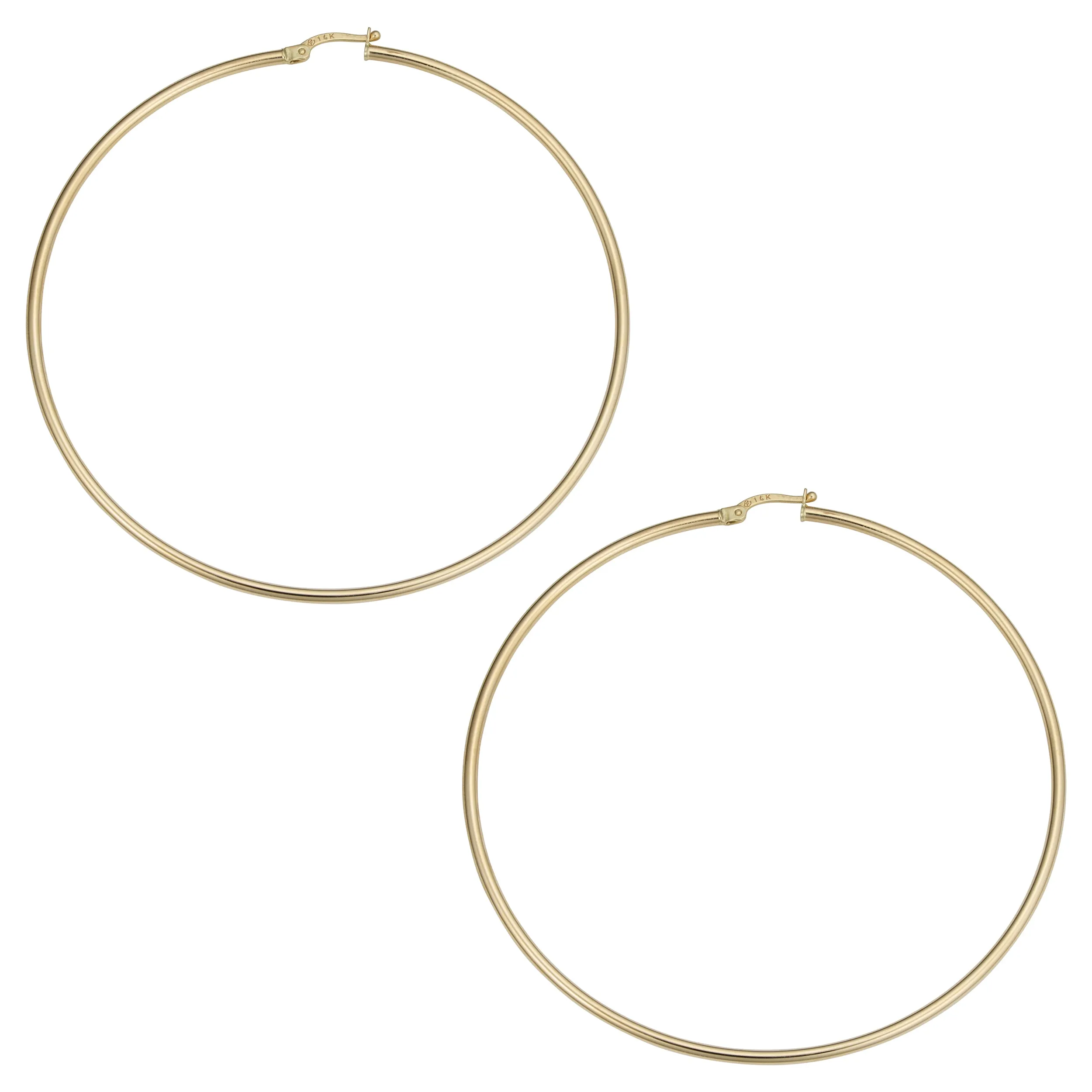 14k Yellow Gold Large Hoop Earrings (2x70mm)