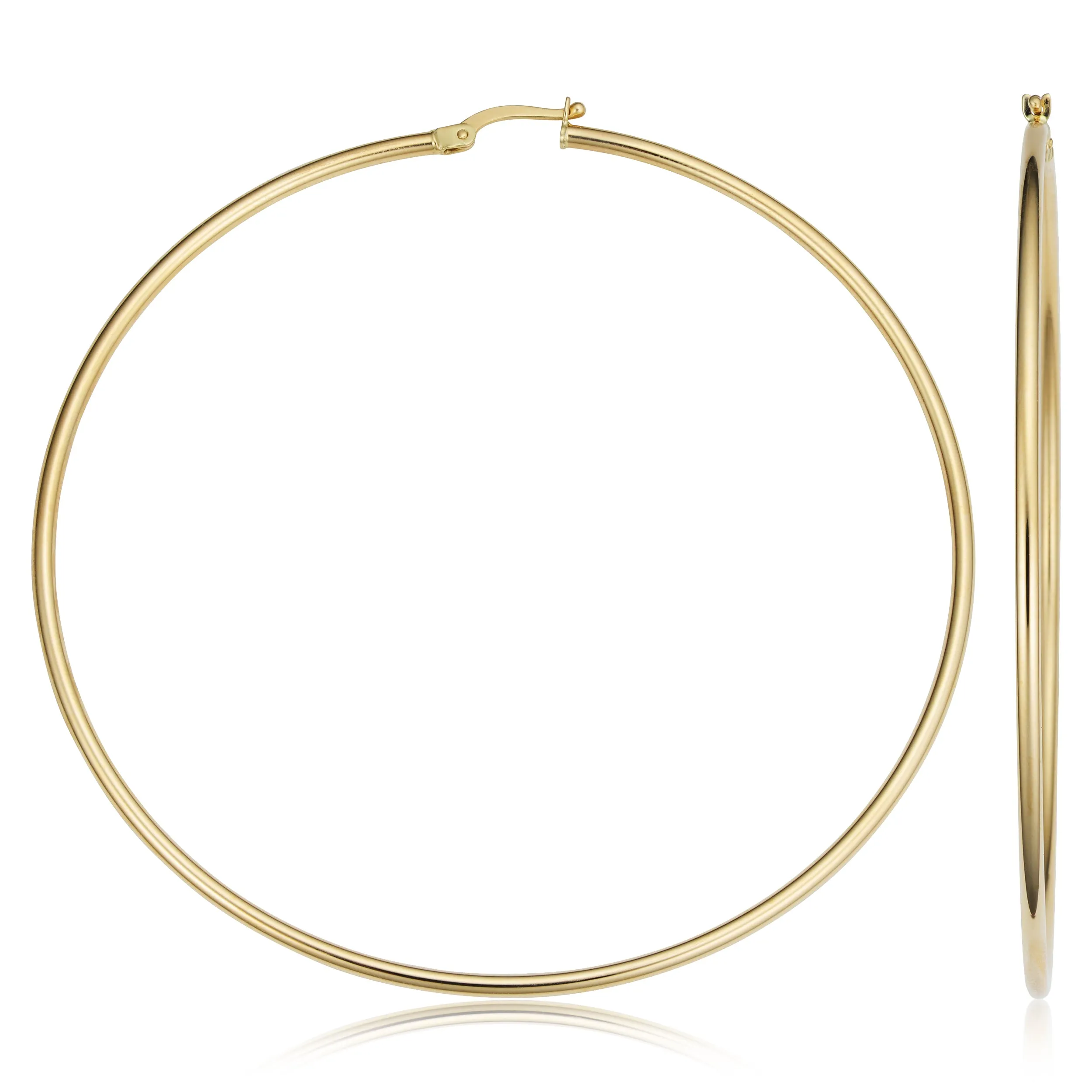 14k Yellow Gold Large Hoop Earrings (2x70mm)