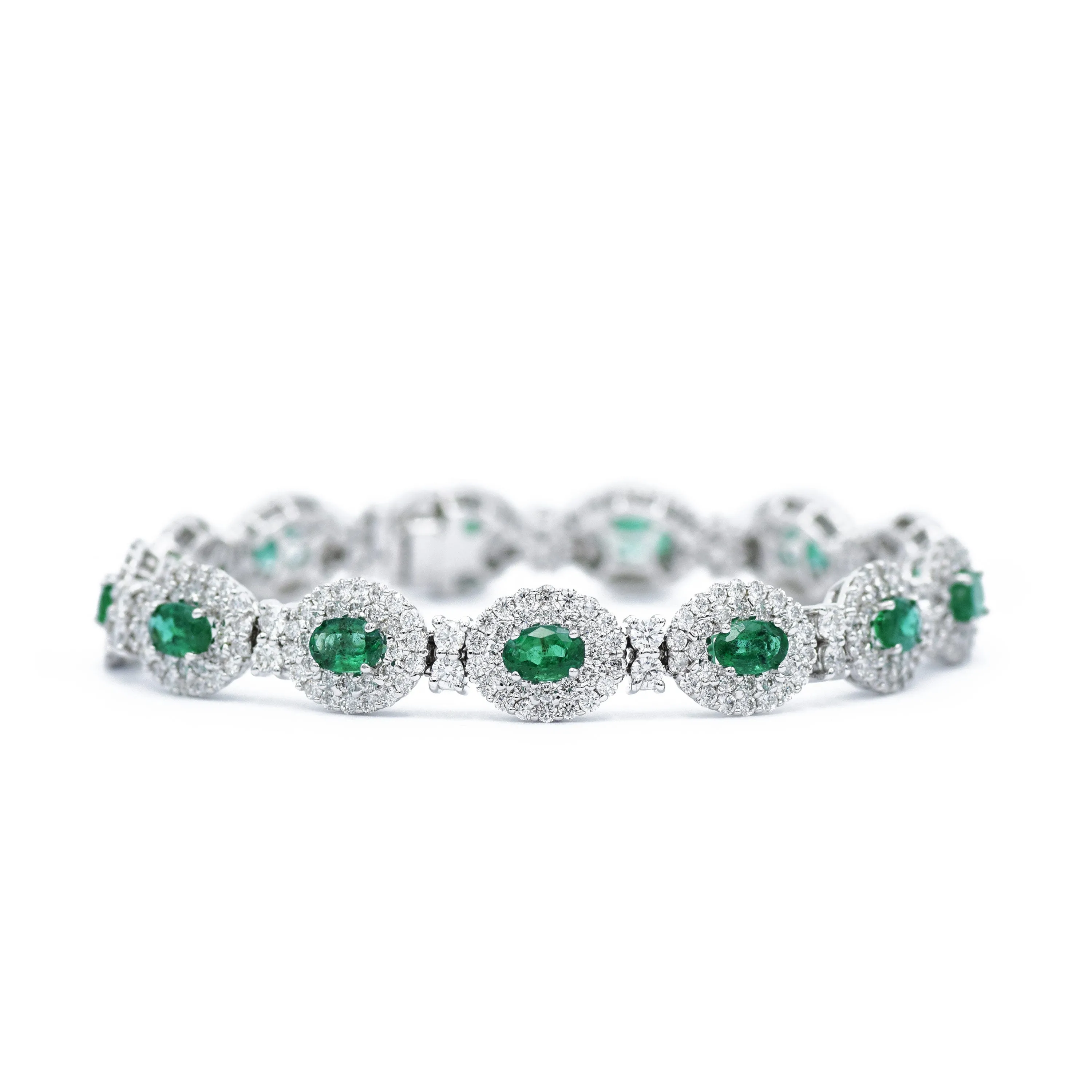 14KT White Gold Emerald Bracelet