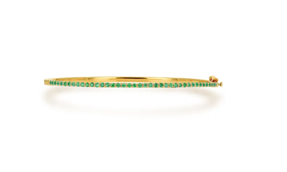 14KY Emerald Bangle Bracelet