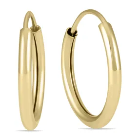 14MM Hoop Endless Earrings 14k Yellow Gold