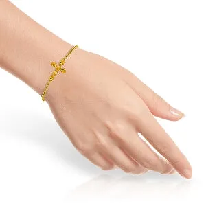 1.7 Carat 14K Solid Yellow Gold Cross Bracelet Natural Citrine