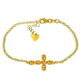 1.7 Carat 14K Solid Yellow Gold Cross Bracelet Natural Citrine