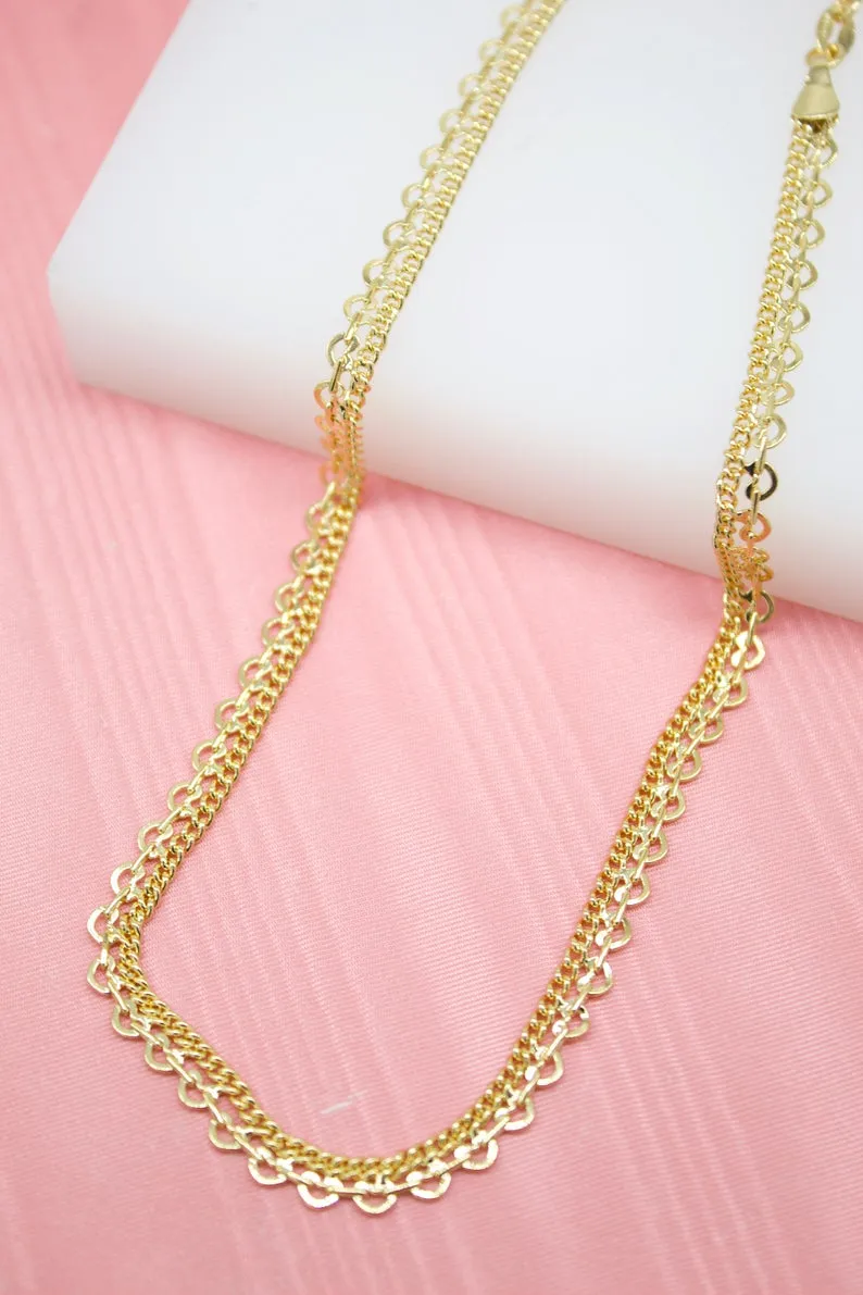 18K Gold Filled Designed Curb Choker Chain (G32)