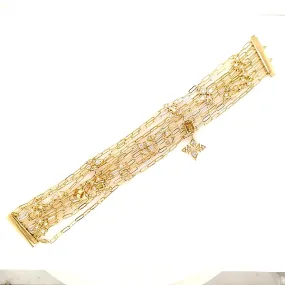 18k Onsa Yellow Gold Bracelet/bangle With 1.32 Cts Vs-Gh Diamonds  And Citrine