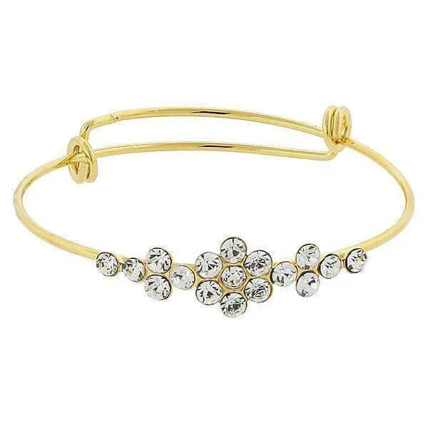 1928 Jewelry Crystal Flower Wire Bangle Bracelet