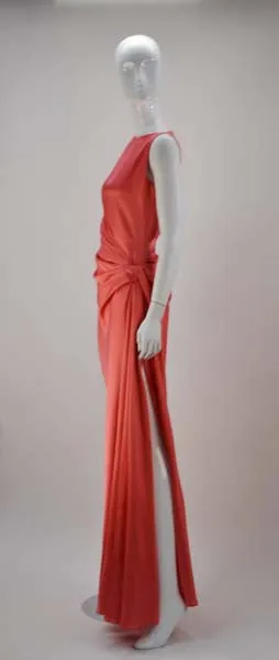 1970s Bill Blass Coral Evening Gown