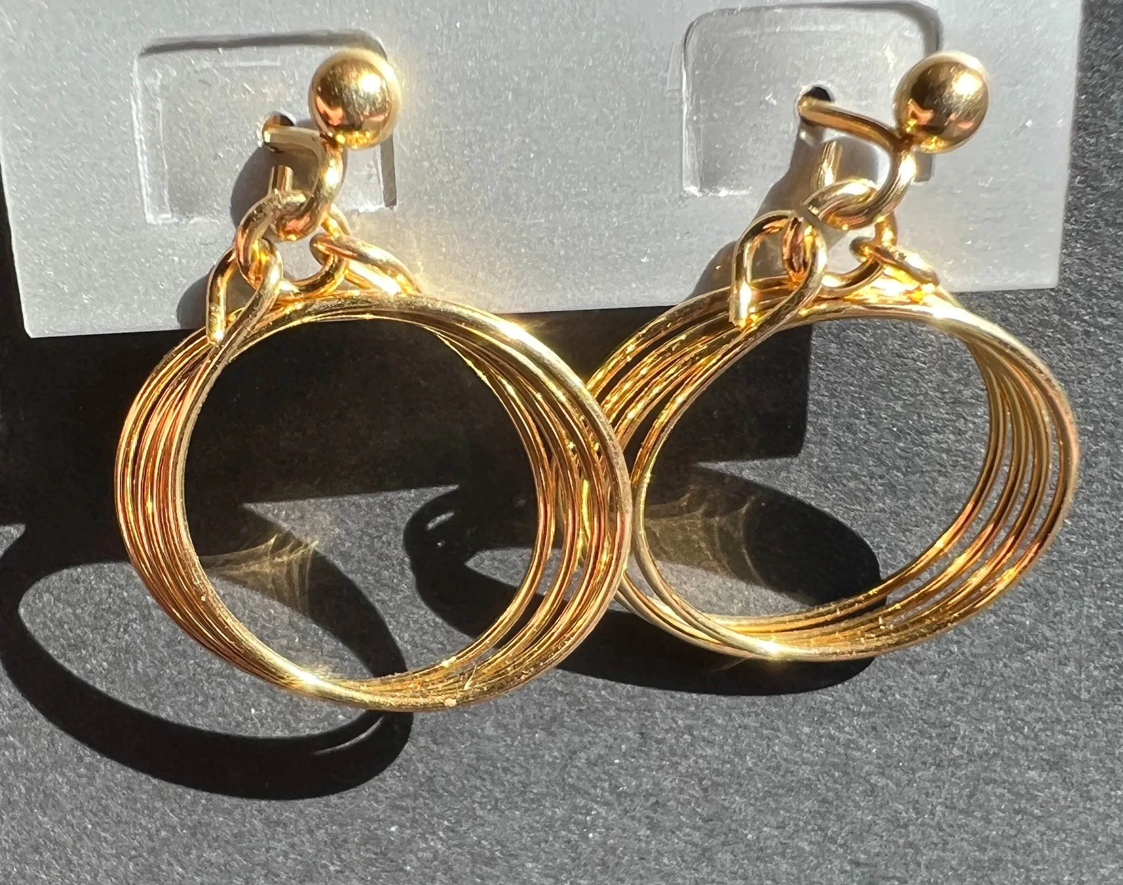 1980s Multi Hoop Earrings - 3.5cm, 2.2cm, 1.5cm wide.