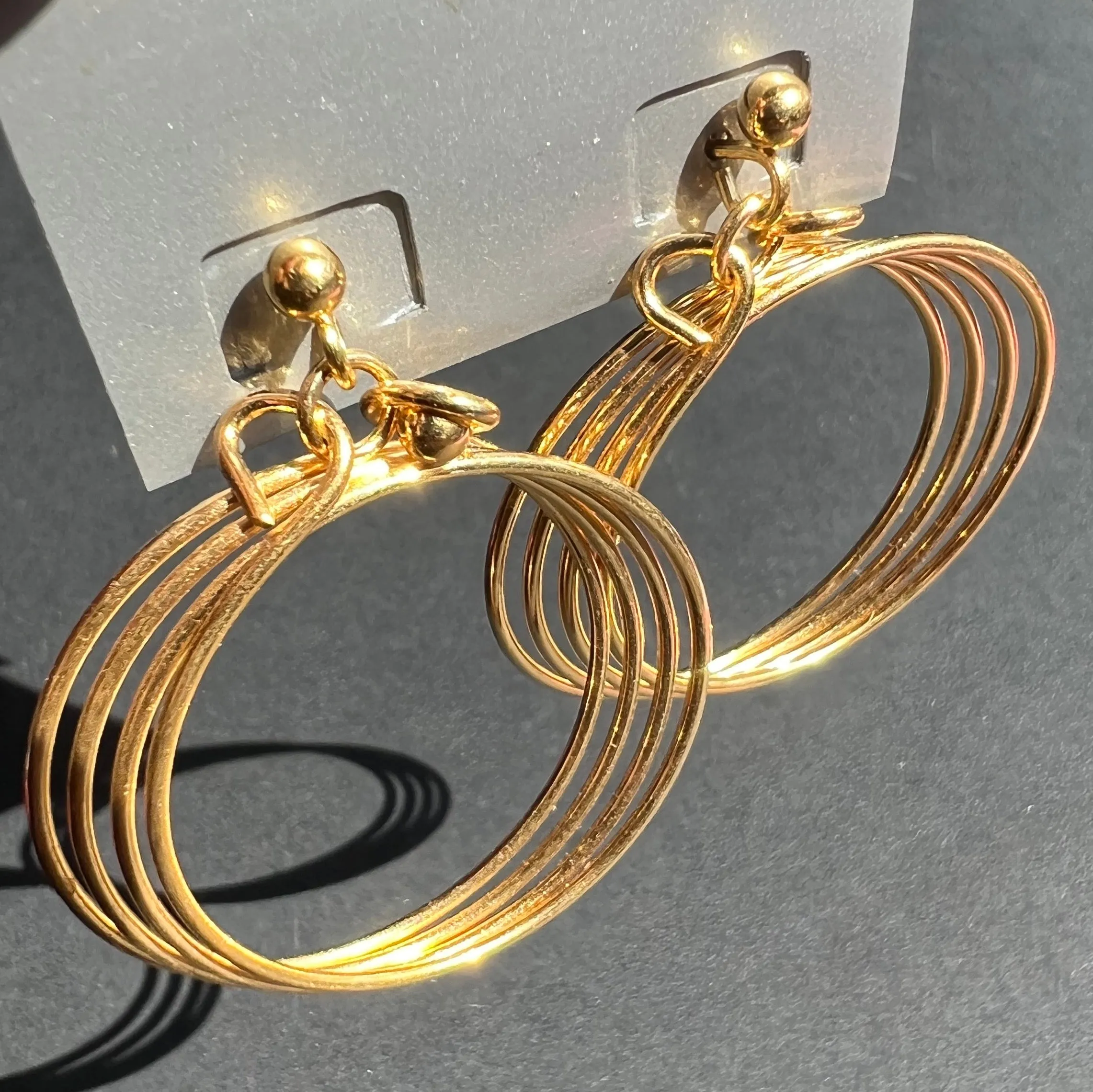 1980s Multi Hoop Earrings - 3.5cm, 2.2cm, 1.5cm wide.