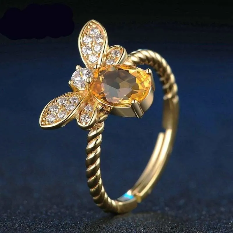 1ct Natural Oval Citrine Silver Ring