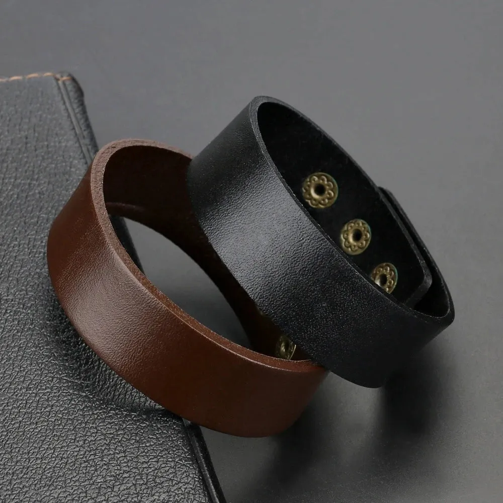 2022 Fashion Jewelry Vintage Smooth Glossy Leather Bracelet Charm Jewelry Bracelets Bangles Cuff Bracelet Men Pulsera Hombre