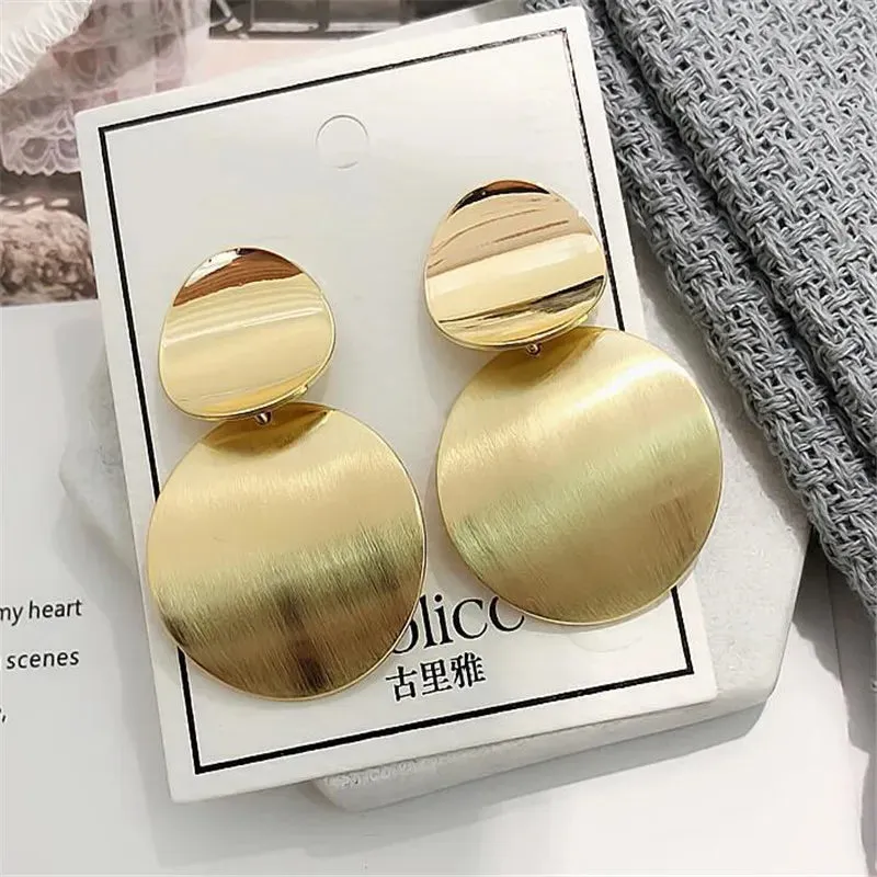 2023 Vintage Earrings Large for Women Statement Earrings Geometric Metal Pendant Earrings Trend Fashion Jewelry