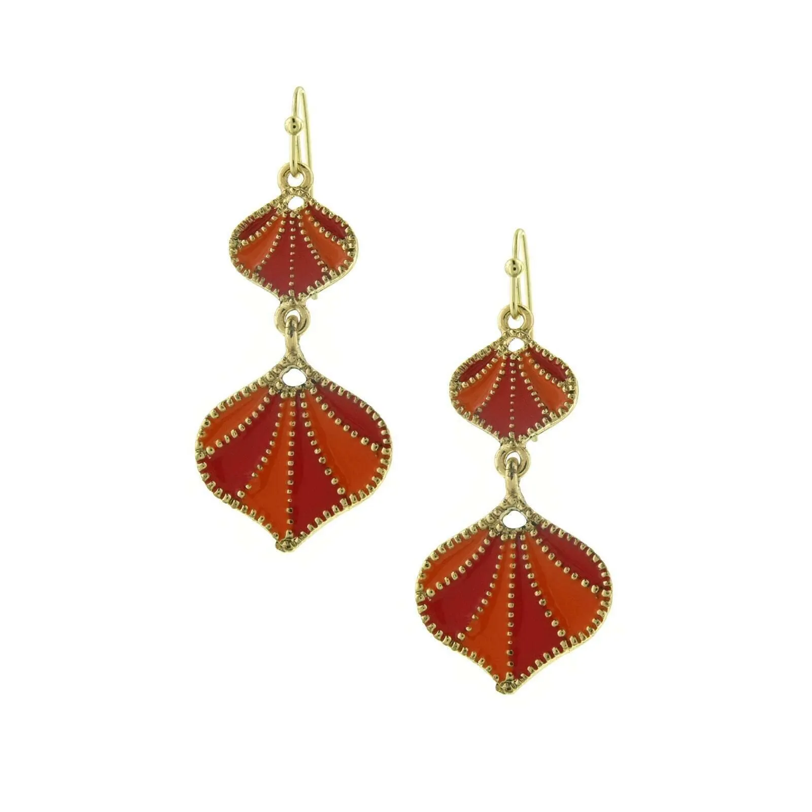 2028 Jewelry Shell Shape Hand Enamel Glossy Drop Earrings