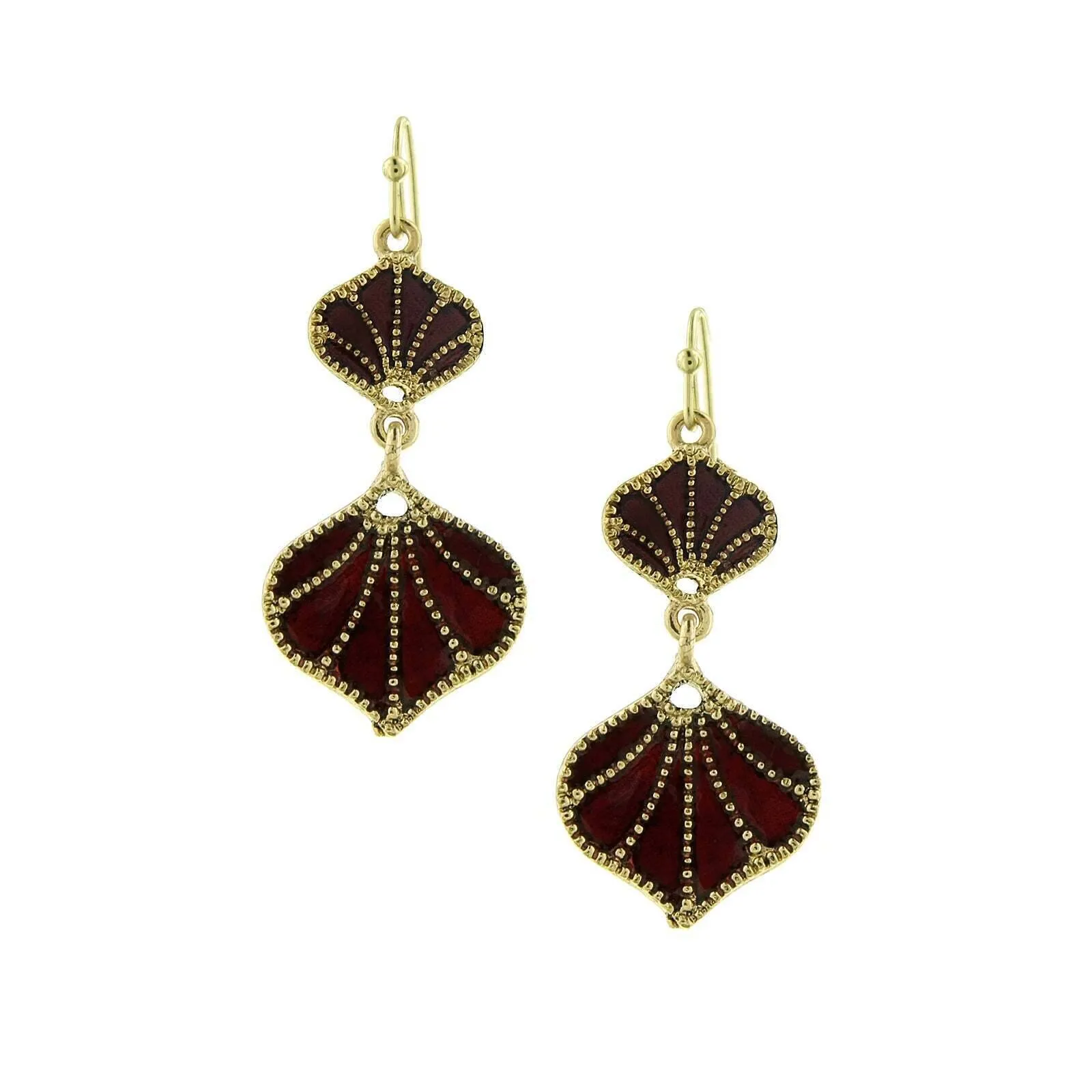 2028 Jewelry Shell Shape Hand Enamel Glossy Drop Earrings