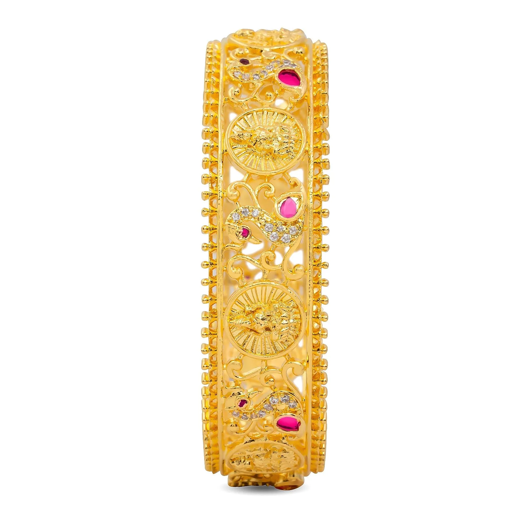 24ct Heavy Gold Plated Stone Bangle PSB4WR-005