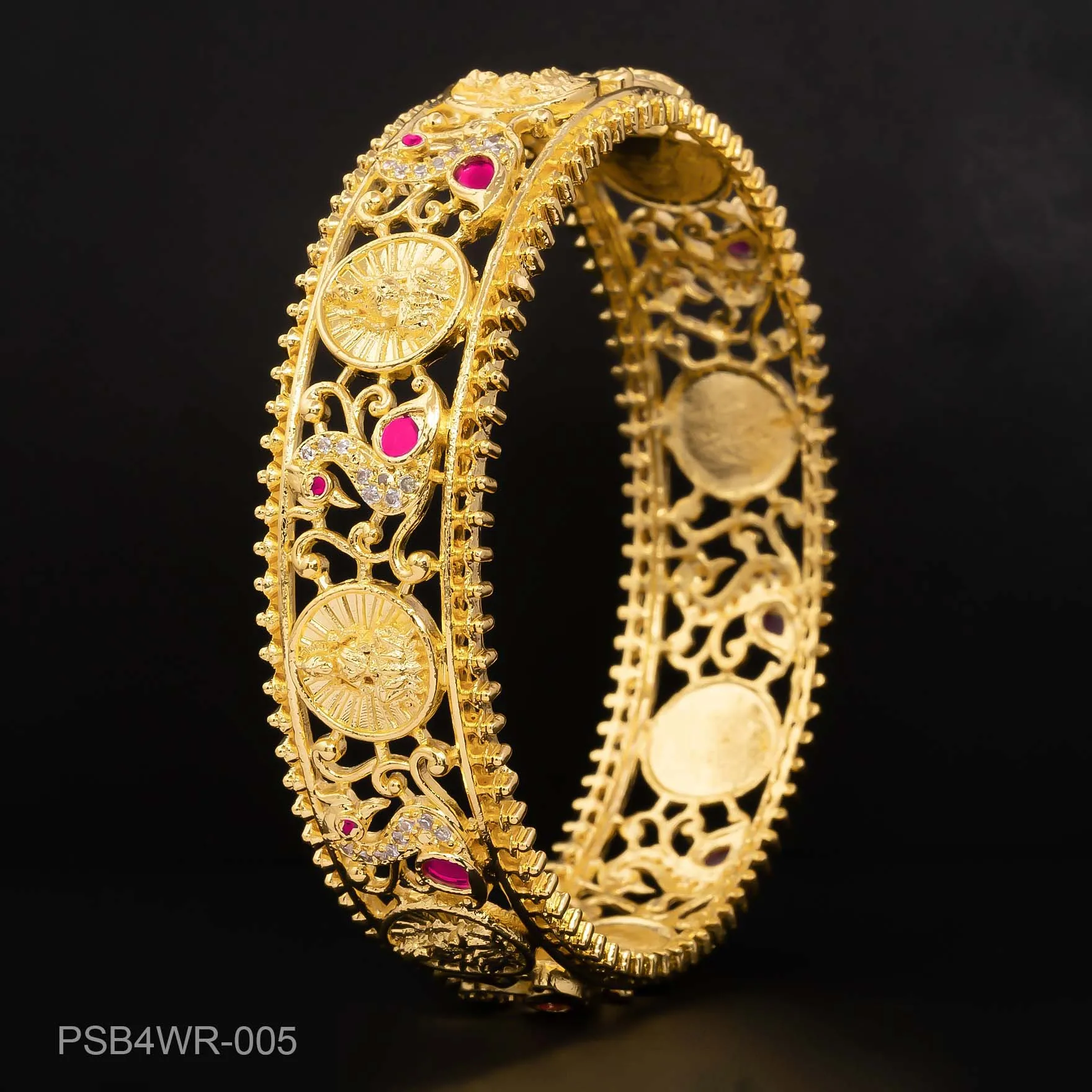 24ct Heavy Gold Plated Stone Bangle PSB4WR-005