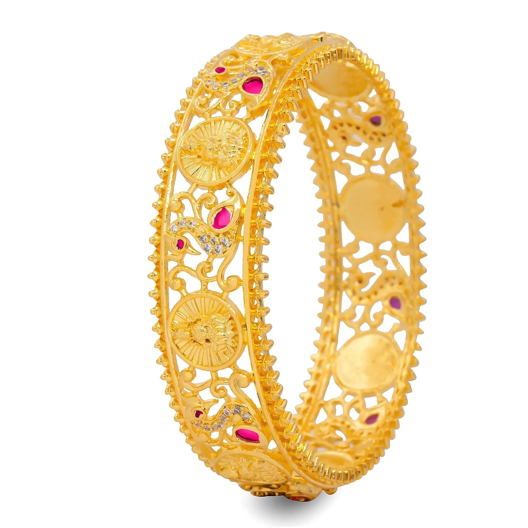 24ct Heavy Gold Plated Stone Bangle PSB4WR-005