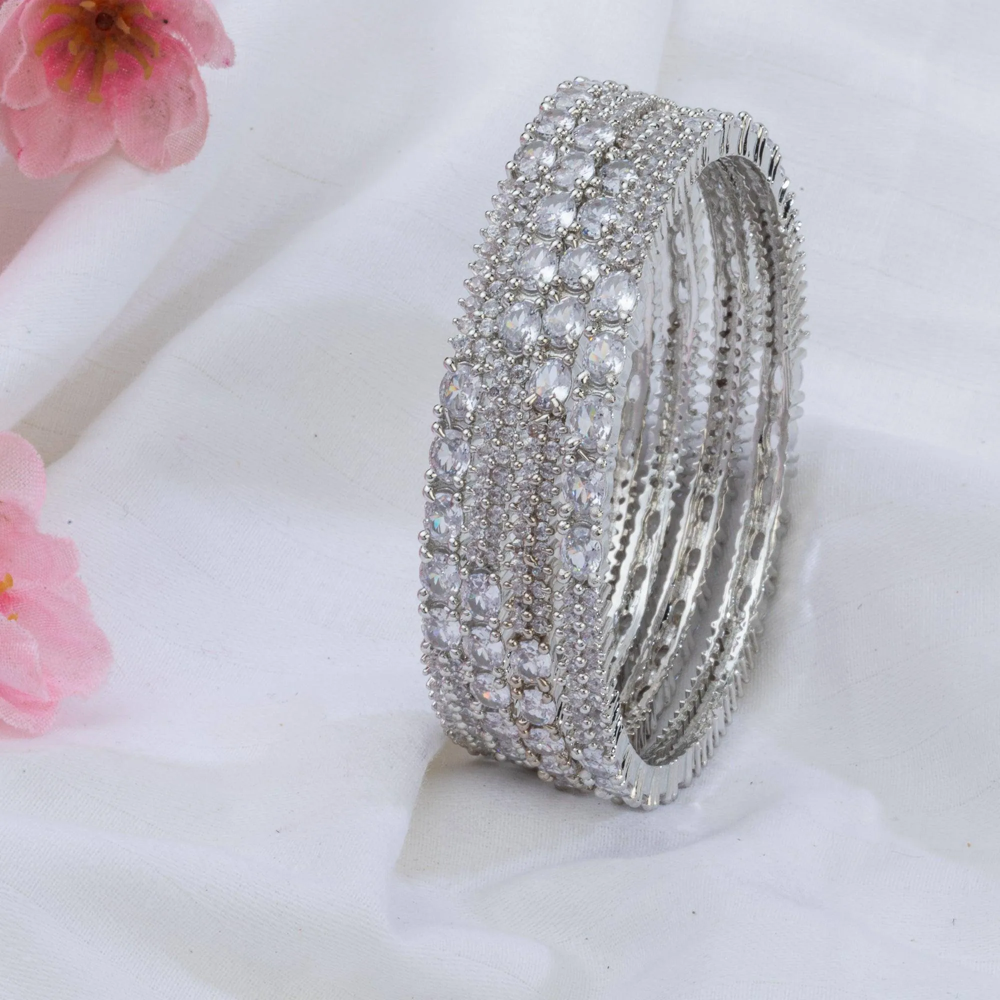 4 Pcs Bangles set - full silver