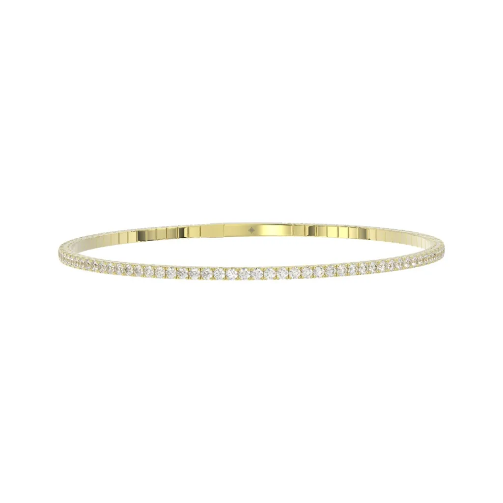 5.32 Carat Round Diamond Flexible Bangle | 14K Yellow Gold