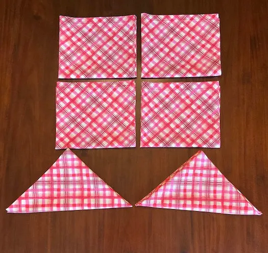 82" Coral Plaid Table Runner and Napkins (Set of 4 or 6)