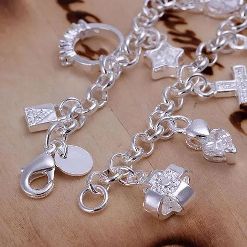 925 Silver Fashion Thirteen Hanging Bracelet – Silver-Plated Charm Bracelet