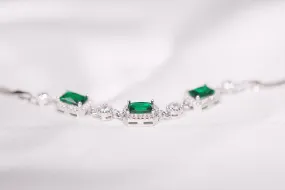 92.5 Silver Triple emerald silver bracelet