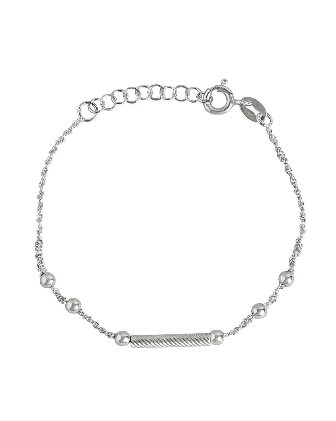 925 Sterling Silver Rhodium Plated Adjustable Charm Bracelet